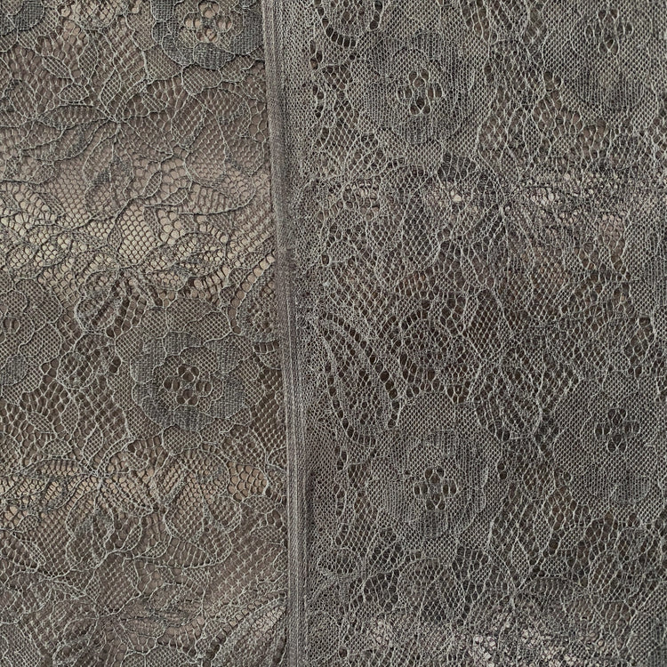 Stiffened Paisley Floral Lace - Medium Grey