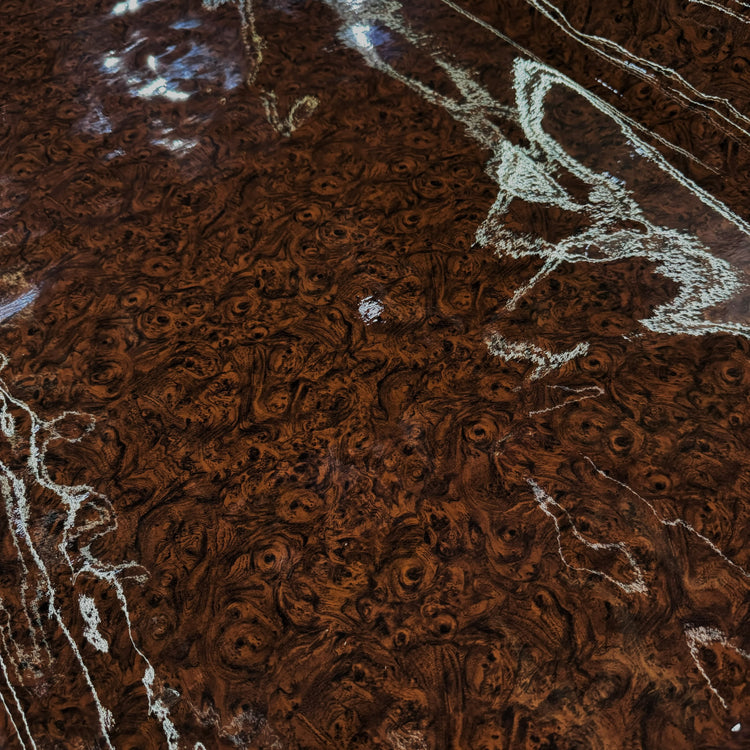 PVC - Laminated Swirl Vein Marble Print - Burnt Sienna/Black
