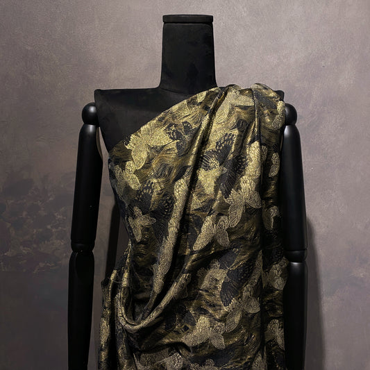 Butterfly Dreamscape Double Woven Jacquard - Metallic Gold / Black