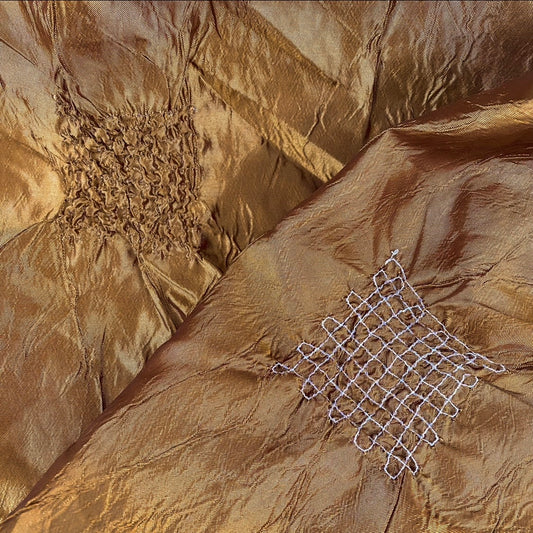 Smocked Square Shot Taffeta - Mustard Gold