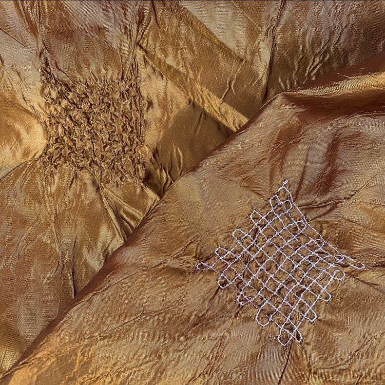 Geometric Boro Puckered Taffeta - Gold