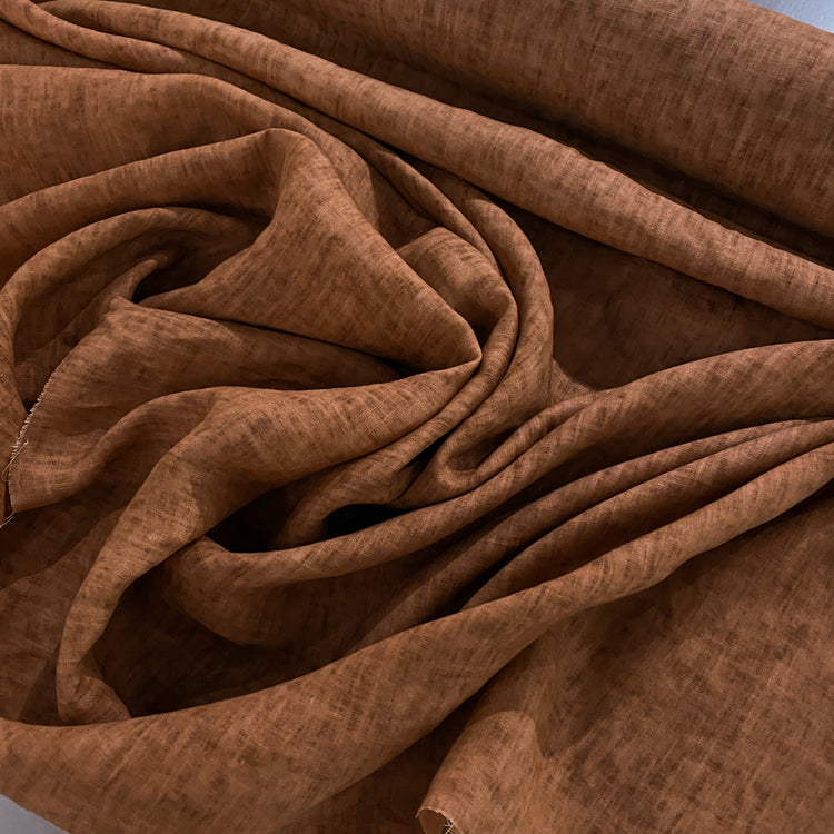 Mottled Dye Linen Cotton Blend - Chocolate / Sienna