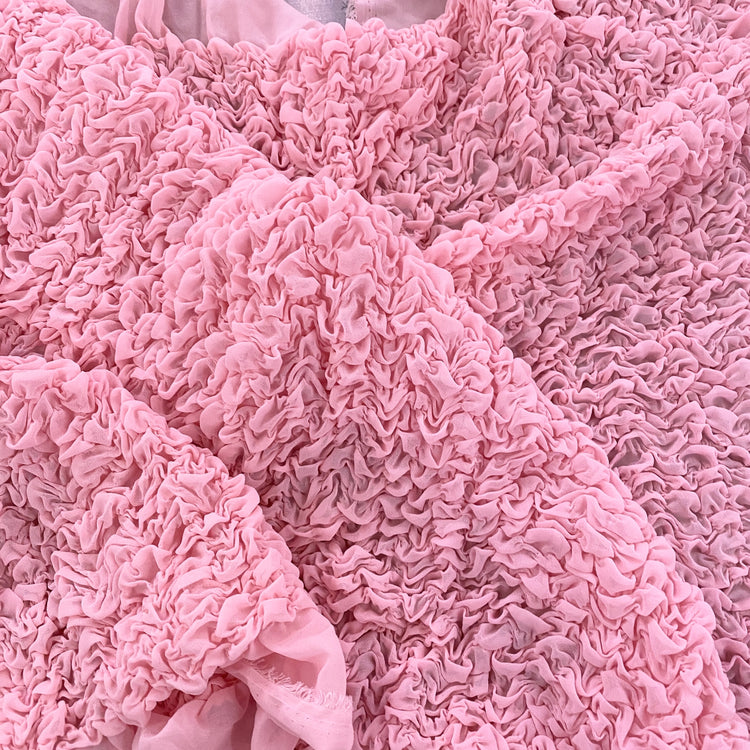 Grid Smocked Chiffon - Pink