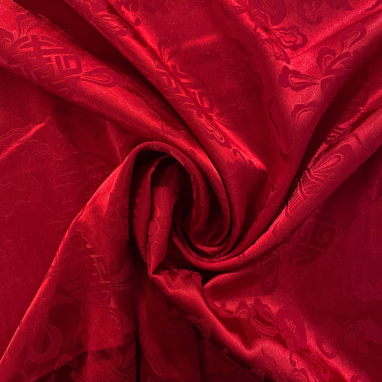 Feng Shui Satin Damask - Crimson