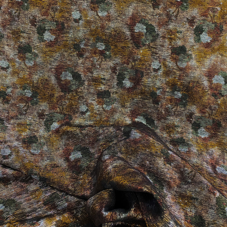 Abstract Floral Metallic Ribbed Cord - Black/Gold