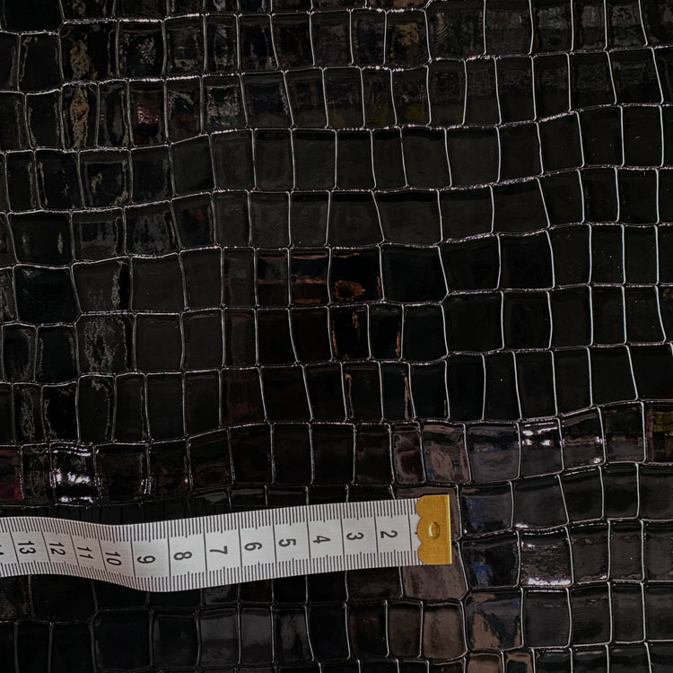 Patent Crocodile Faux Leather - Large Pattern - Black