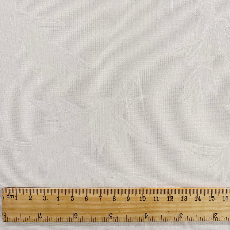 Bamboo Leaf Damask - Duck Weave - White