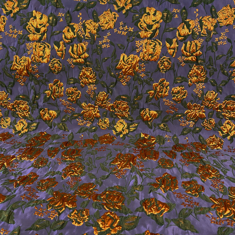 Raised Rose Vine Brocade - Metallic - Medium Orchid/Copper