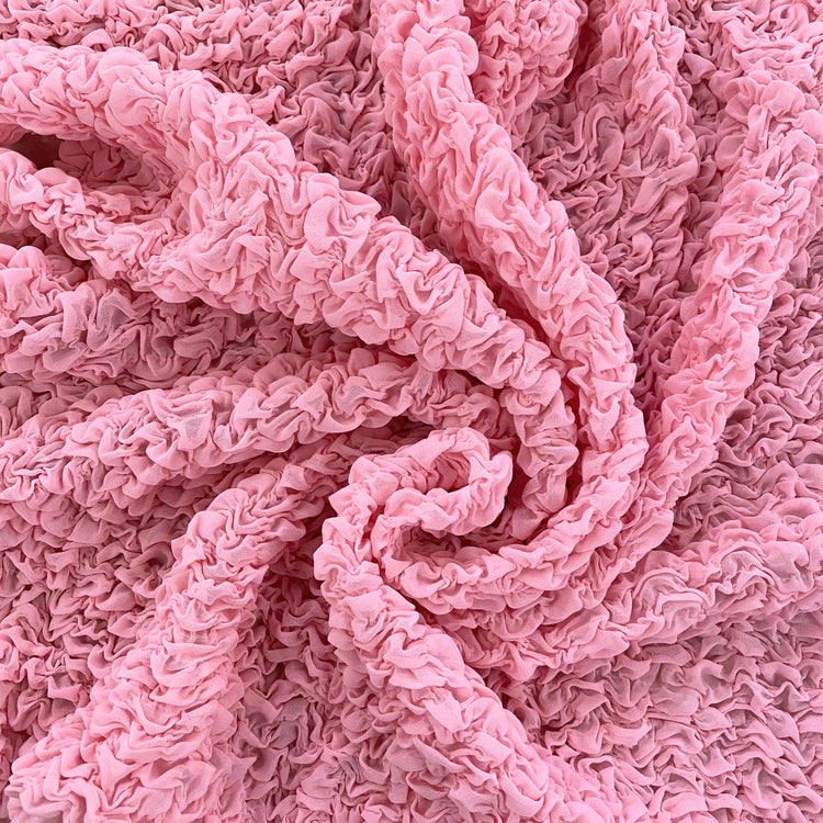 Grid Smocked Chiffon - Pink