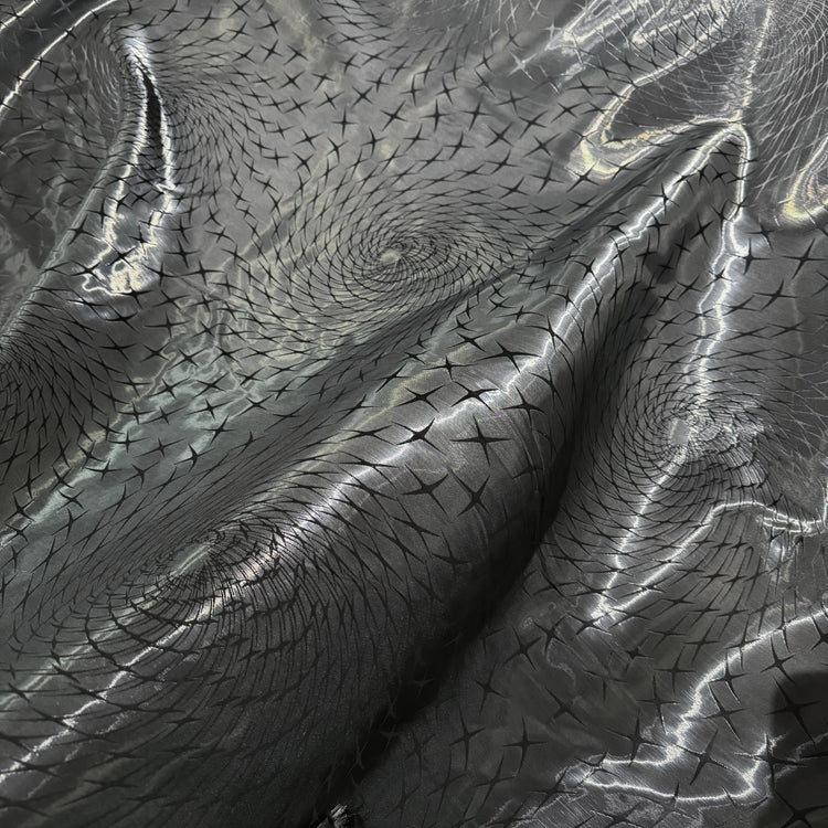 Spiral Stars Crystal Satin - Gunmetal / Black