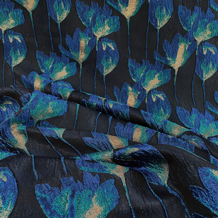 Spring Blossom Brocade - Metallic - Turquoise