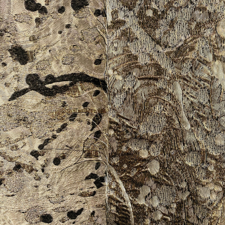 Abstract Paint Splatter Metallic Brocade - Gold / Black