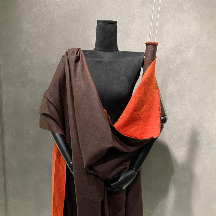 Cotton Blend Twill Faux Suede - Dark Maroon / Brick