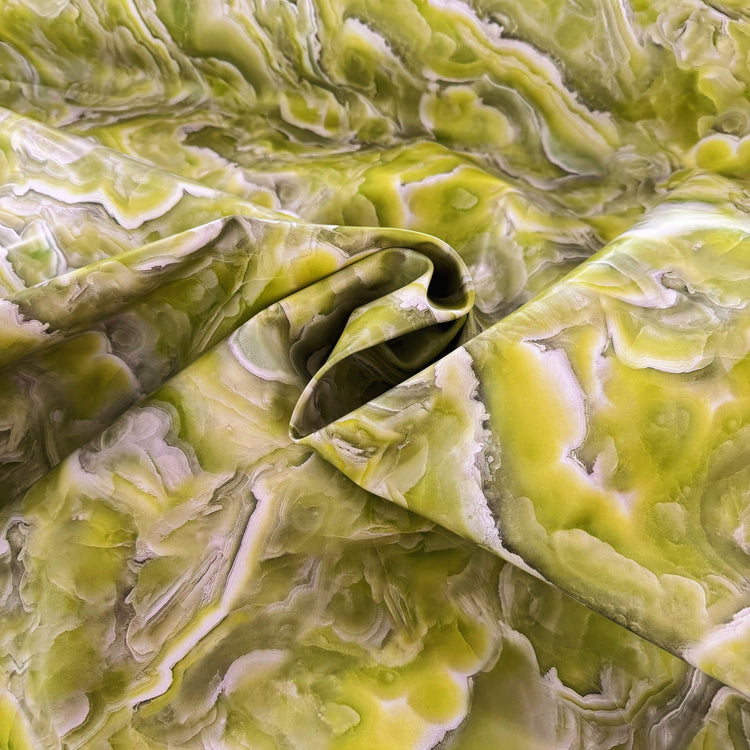 PVC - Crystal Grain Marble Print - Yellow Green/White