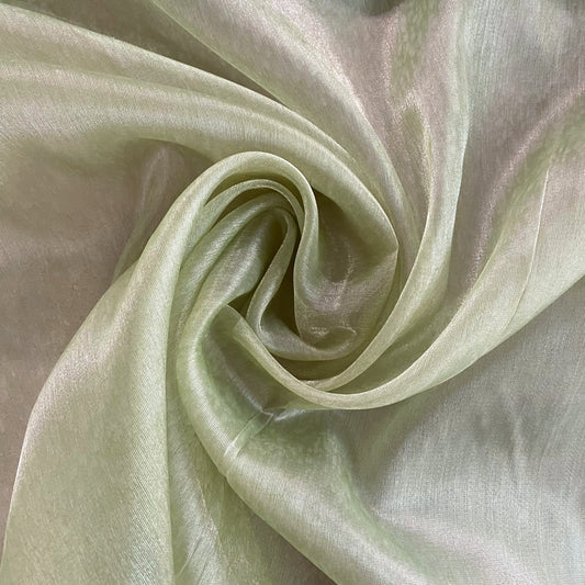 Bleach Spot Shimmer Organza - Pale Moss Green