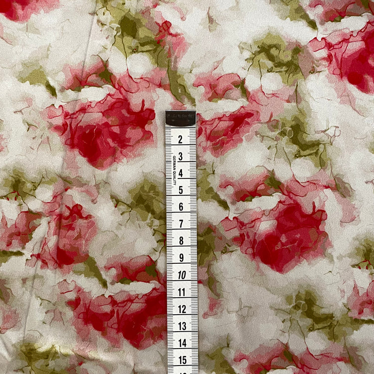Watercolour Roses Stretch Silk Satin