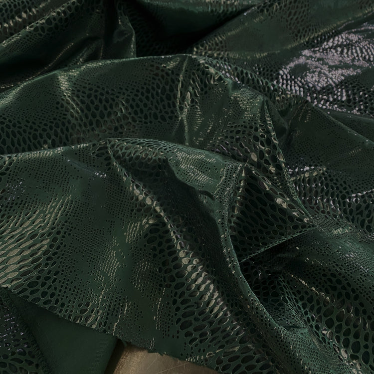 Reptile Foil Shimmer Satin - Dark Green