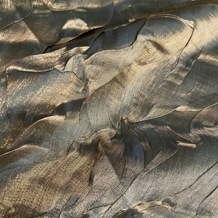 Bonded Sheer Foiled Creased Chiffon - Gold/Black