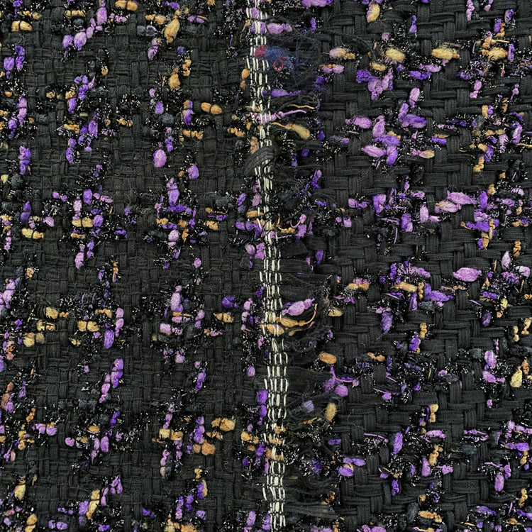Stranded Ribbon Lace Houndstooth Tweed - Black / Purple / Orange