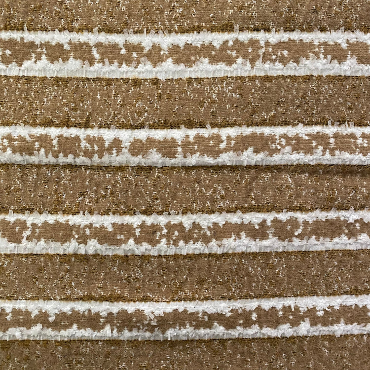 Cut-Pile Striped Napped Coating - Burly Wood / White