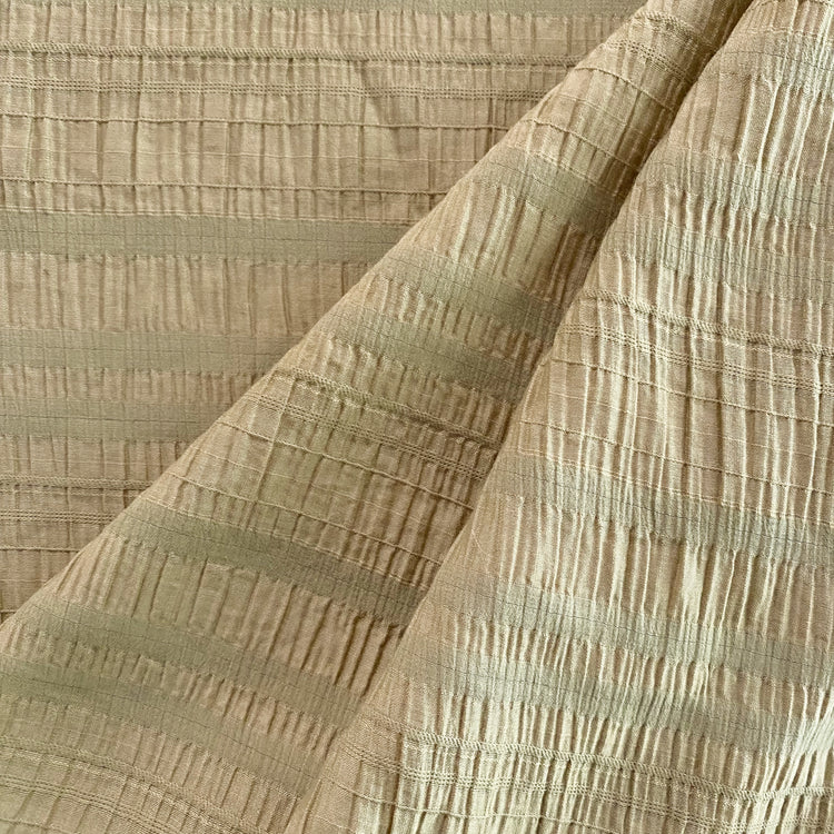 Ruche Striped Seersucker - Olive / Khaki