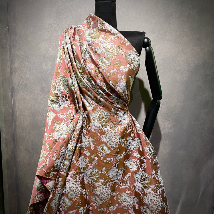 Soft Rose Brocade - Hot Pink/Seashell