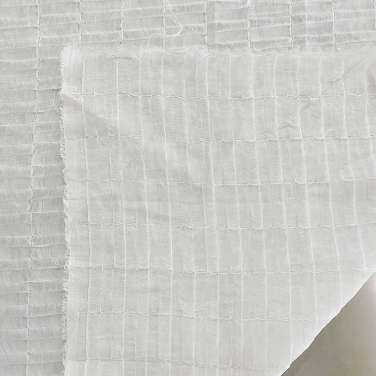 Wavy Double Weave Stripe - White