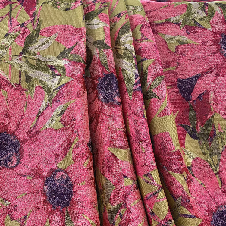 Thin-leaf Wildflower Jacquard - Lime/Hot Pink