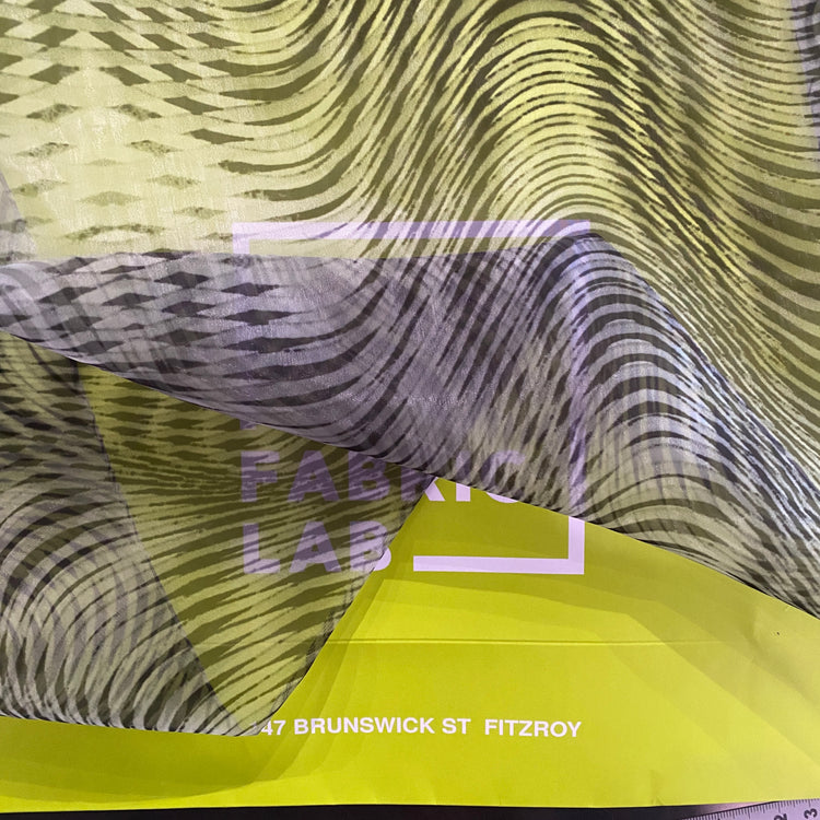 Optical Illusion Print Glass Organza - Black / White