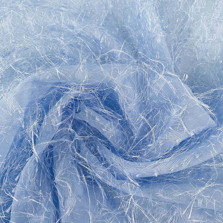Fringe Striped Sheer Gauze - Light Blue