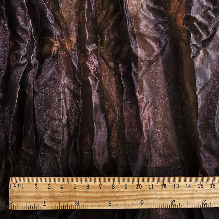 Botanical Crushed Pleated Organza - Dark Umber