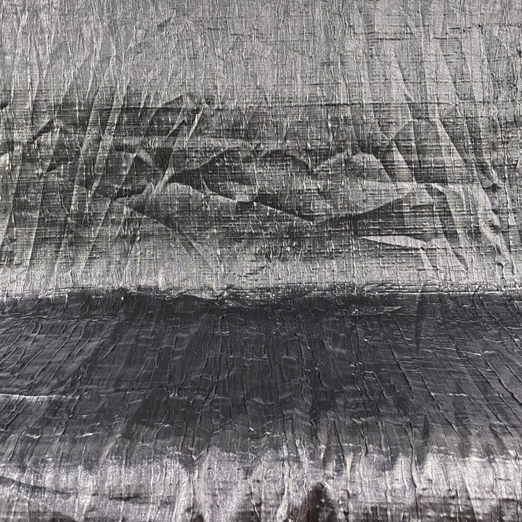Bonded Crinkled Satin - Metallic Warp - Silver Grey