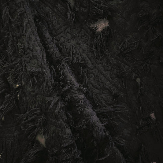 Chenille Cotton Fringe Tapestry Jacquard - Black