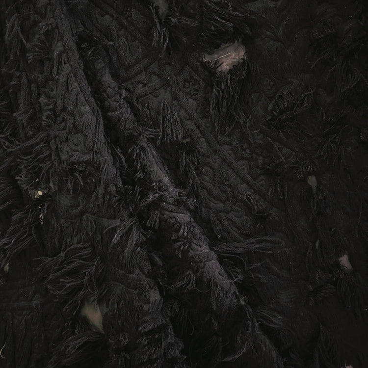 Chenille Cotton Fringe Tapestry Jacquard - Black