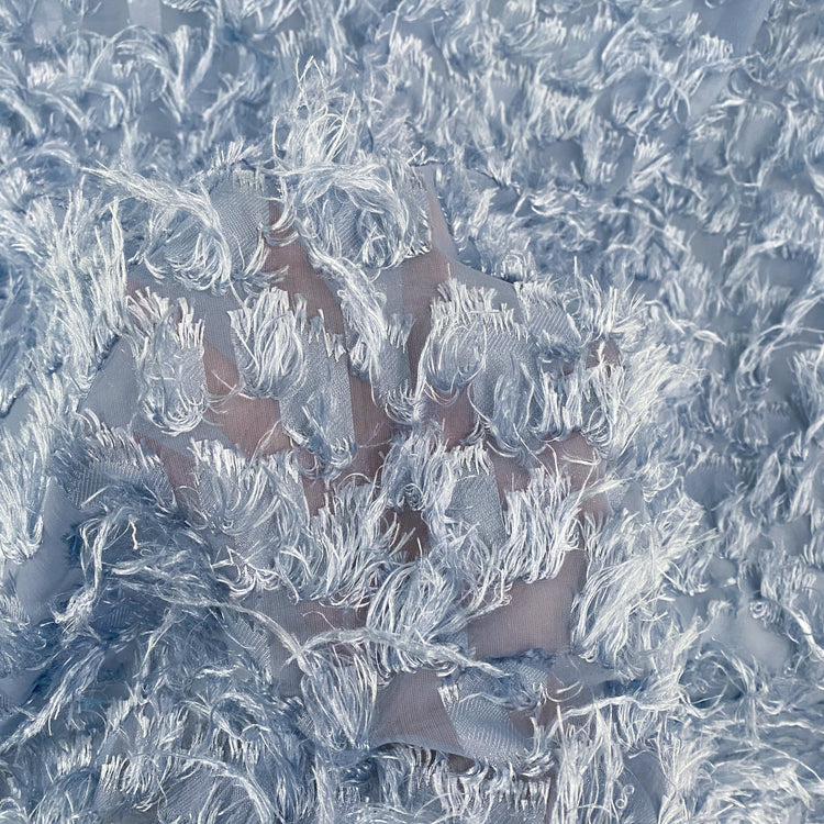 Dobby Fringed Chiffon - Light Blue