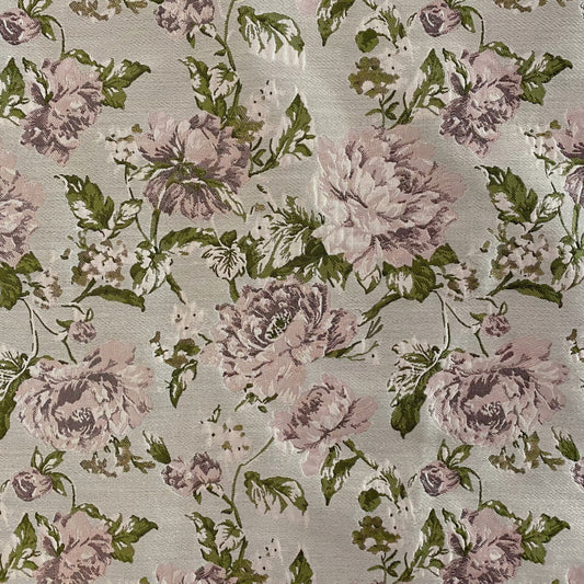 Soft Rose Brocade - White Smoke / Olive Drab / Lavender Blush