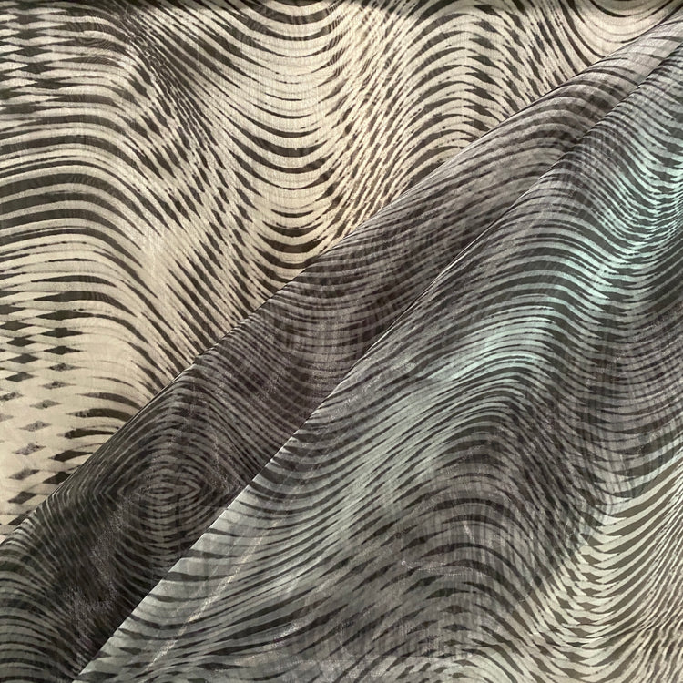 Optical Illusion Print Glass Organza - Black / White