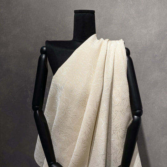 Bamboo Leaves Crepe Textured Cloqué - Ivory