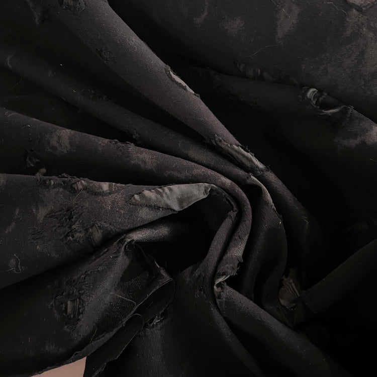 Distressed Coupé Organza Twill - Black