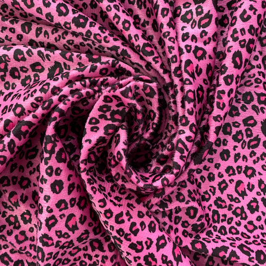 Leopard Print Velour - Hot Pink/ Black
