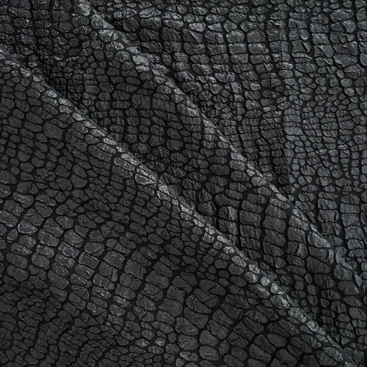 Crocodile Crinkle Textured Cloqué - Black