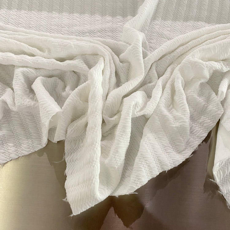 Zig-Zag Shirred Double Jersey - White