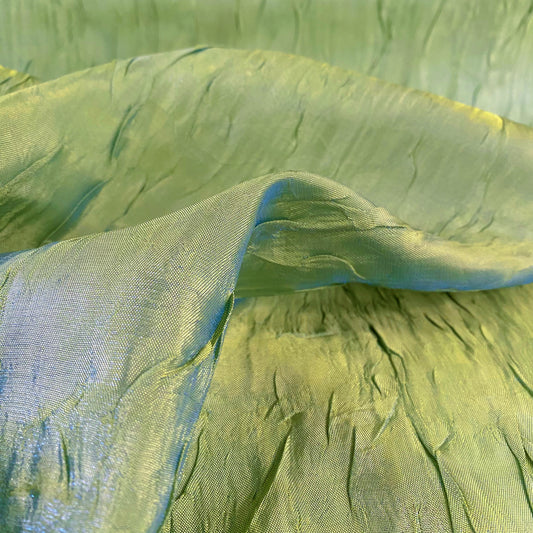Creased Shot Taffeta - Lawn Green/Blue