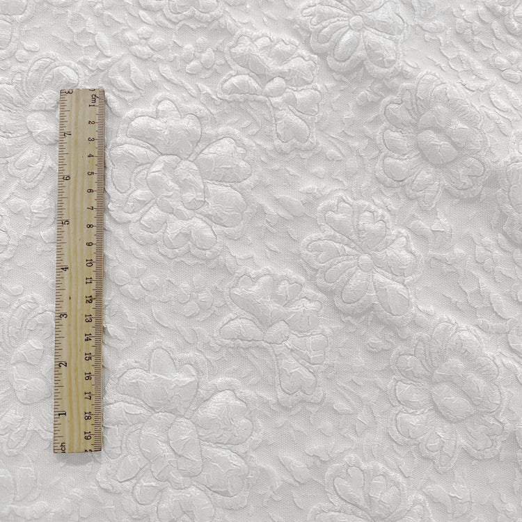 Raised Rose Jacquard - White