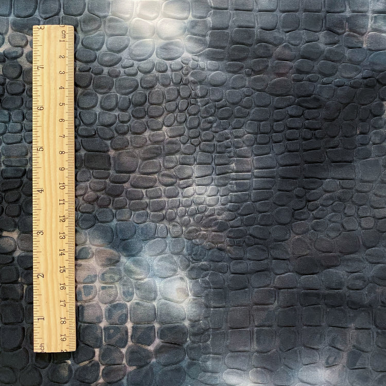 Embossed Crocodile Tie Dye Double Knit - Navy Blue/White