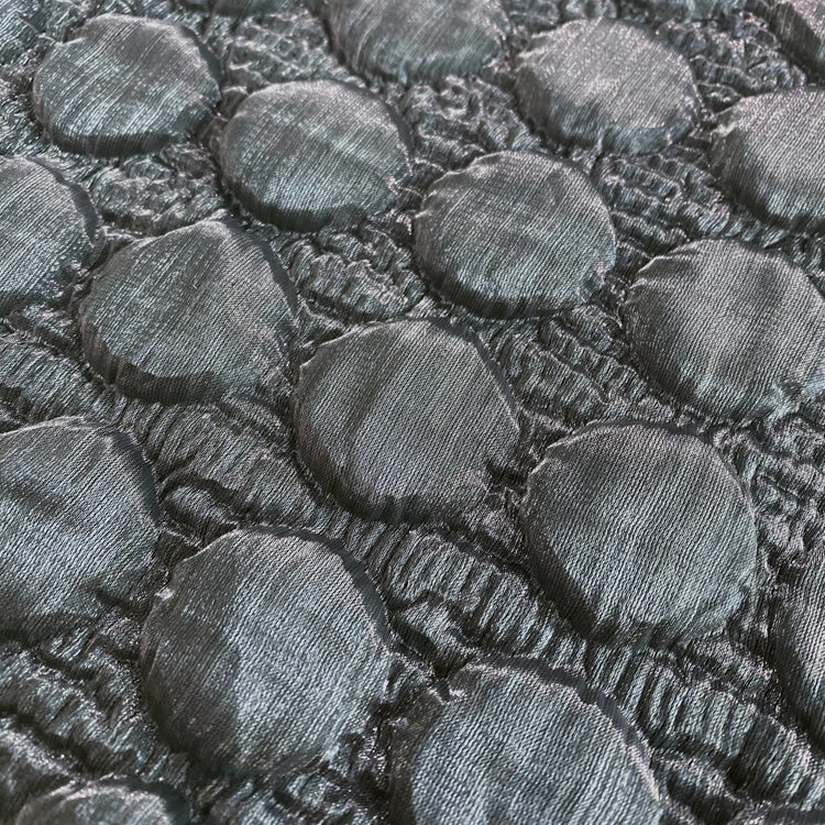 3D Dot Satin Grain Plisse - Metallic Warp - Silver / Smoke Grey