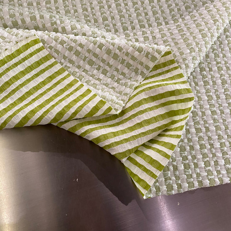 Raised Checkerboard Smocked Gingham - White / Yellow Green