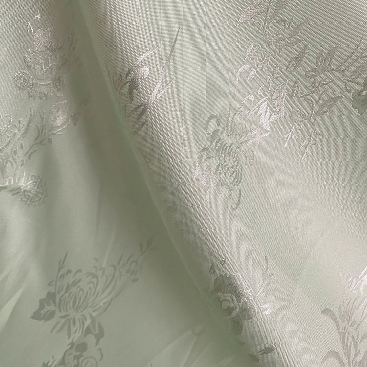 Satin Bamboo Flora Damask  - Pale Green