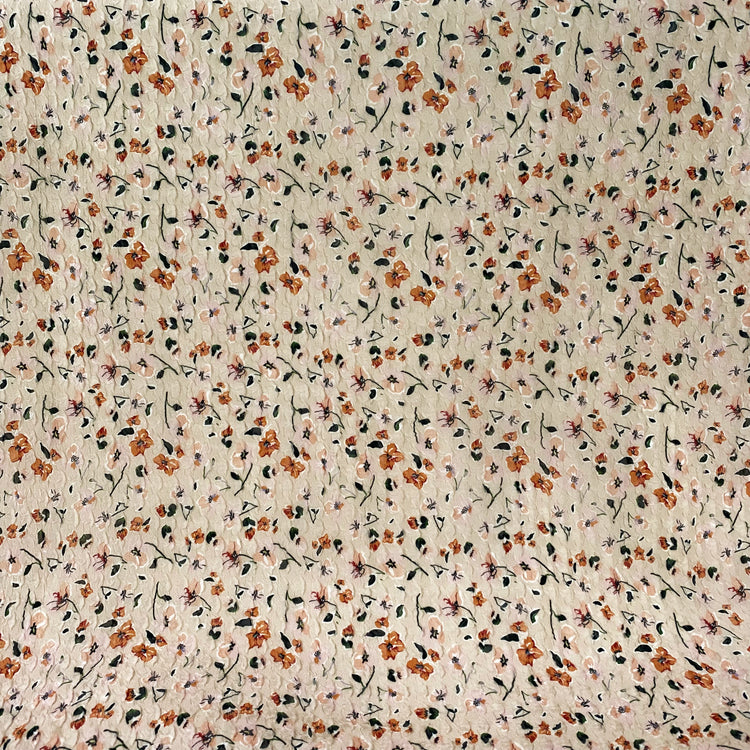 Delicate Floral Printed Plain Weave - Biscuit/Orange