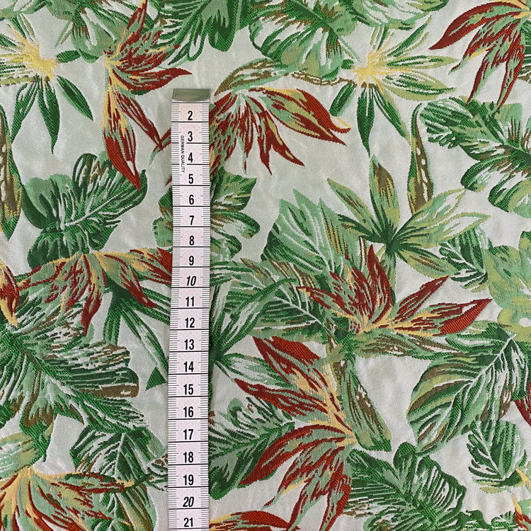 Birds of Paradise Jacquard - Green/Fire Brick Red